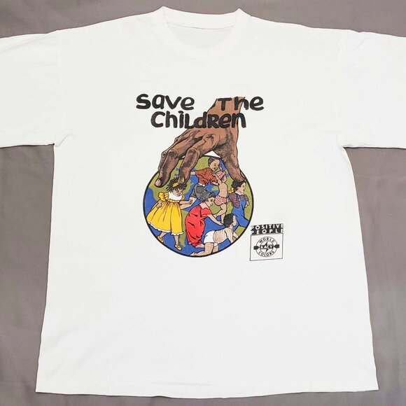 Vintage RARE Kacy World Colors Save The Children T Shirt T-shirt Positive People